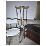 Shower chair, table, crutches, game
