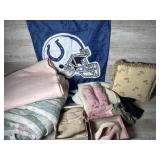 Blankets, shoes, Colts flag