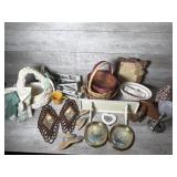 Baskets, wall decor, shelves