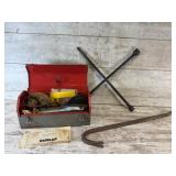 Dunlap Electric Drill, Tire Iron, Pry Bar