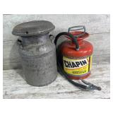 Vintage milk can, sprayer
