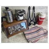 Breadbox, wall sconces, hot pot