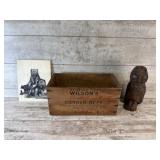 Advertisement Crate, Wooden Owl, Bear Art