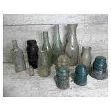 Vintage Bottles and Glass Insulator