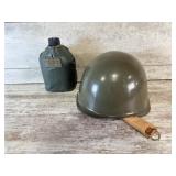 Military Canteen & Helmet