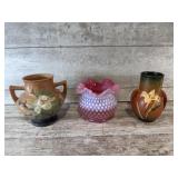 (2) Roseville Vases, 1 Pink Vase