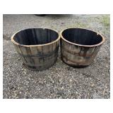 Pair of Whiskey Barrel Flower Planters