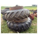 (2) 18.4-34 Rear Tractor Tires with Dual Wheels
