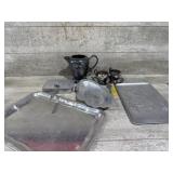 Silver plated and aluminum serving dishes