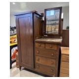 Antique Wood Dresser w/ Mirror