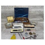 Collecting box  pens. Ashtrays and more
