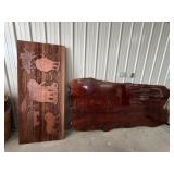 Large Live Edge Top, Wood Carved Front Frame