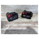 2 Milwaukee M18 red lithium XC 5.0 batteries
