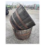 Pair of Whiskey Barrel Flower Planters
