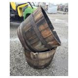 Pair of Whiskey Barrel Flower Planters
