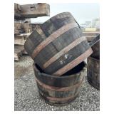 Pair of Whiskey Barrel Flower Planters