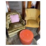 (2) Vintage Chairs, Ottoman