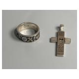 Roderick Tenario Sterling and 14K Pendant & Ring