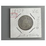1853 Seated Liberty Quarter