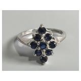 14K White Gold Blue Gemstone Cluster Ring