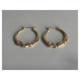 14K Ram Head Engraved Earrings 1.37DWT