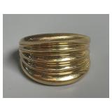 18K Gold Multi Row Ribbed Dome Ring 3.3WDT