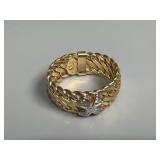 18K Yellow Gold Diamond Floral Wide Band 1.73WDT