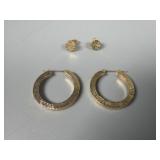 2 Sets -14K Gold Hoop Earrings and Studs 2.06DWT