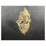 Sterling12K Rose & Gold Leaf Ring 3.4DWT
