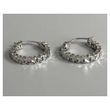 14K White Gold Diamond Cut Hoop Earrings 2.07DWT