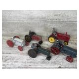 Five Vintage Cast Iron Tractors