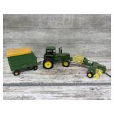 John Deere Diecast Tractor, Forage Wagon, Baler