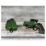 John Deere Diecast Combine And Round Baler