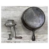 Keystone #5 meat grinder, #8 skillet