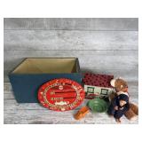 Vintage Toys in Wood Box