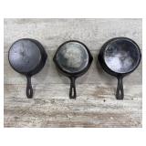 (3) #3 unmarked skillets
