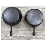 (2) unmarked skillets