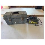 Toolbox with plumbing supplies and car charger