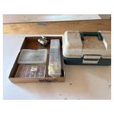 Tackle box, lures and fishing reel
