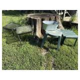 Tables and flower pot