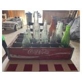 Coca Cola wooden Crate and Bottles