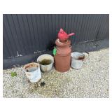 Milk can and metal pales