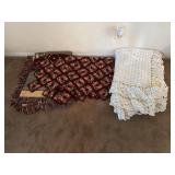 (2) Crochet Throws and I Multi Colored Throw
