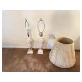 (2) Heavy Marble Lamps with Shades