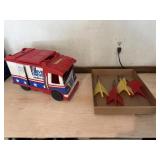 Evil knievel toy van and yard darts game