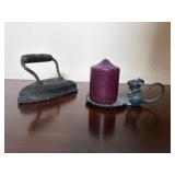 Cast Iron Iron and Mouse Candle Holder