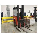 Raymond electric warehouse stand on forklift