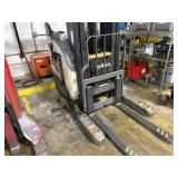 Crown electric warehouse stand on forklift