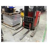 Raymond electric warehouse stand on forklift