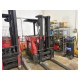 Raymond electric warehouse stand on forklift